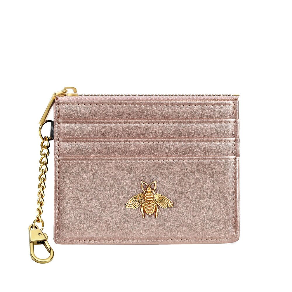9455 Card Holder Keychain Wallet with ID Window RFID Coin Purse Bee Gifts